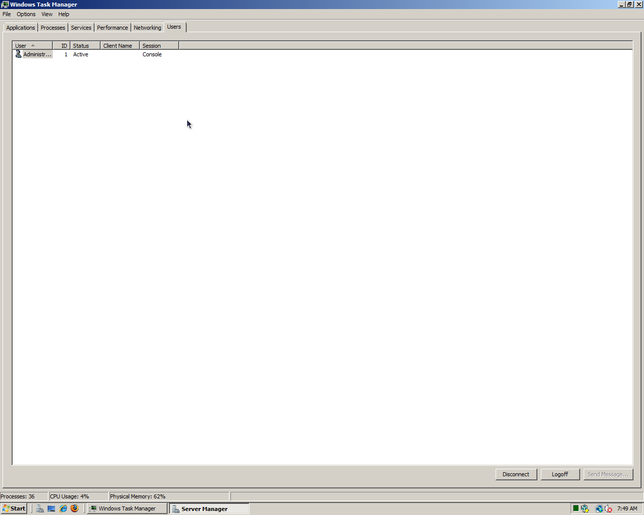 Viewing users with Task Manager